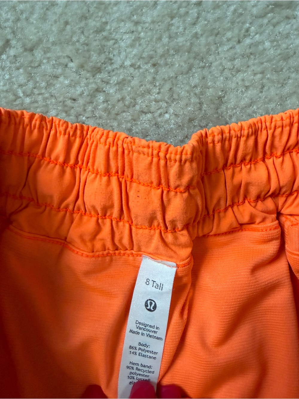 lululemon athletica Women's Neon Orange Running Shorts - Picture 2 of 4